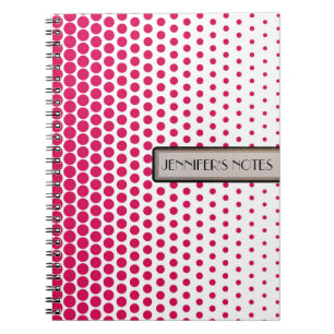 Debian Red Polka Dot Elegant Modern White Notebook