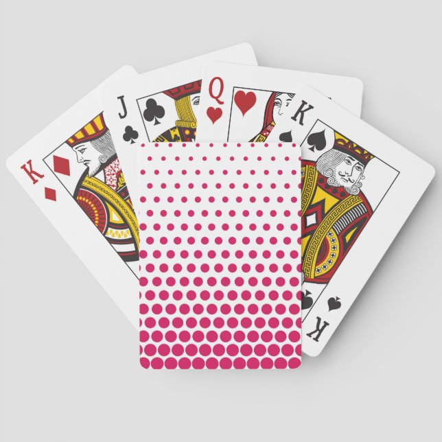 Debian Red Polka Dot Modern White Playing Cards (Back)