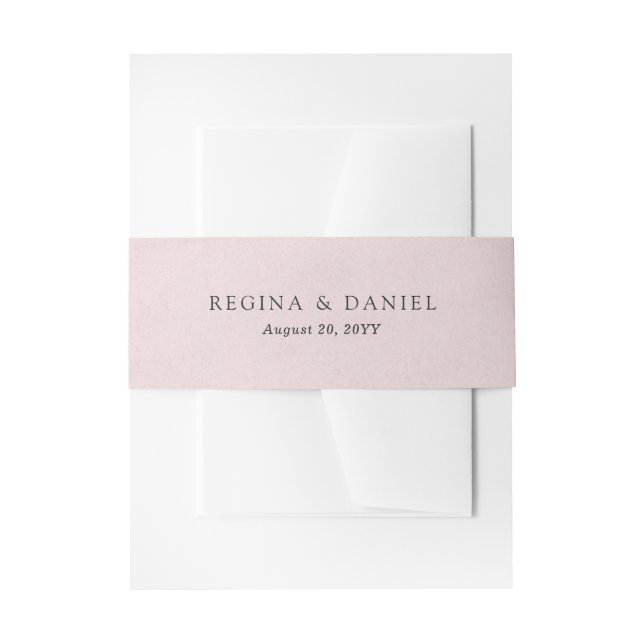 Debonair Blush Pink Wedding Invitation Belly Band (Front Example)