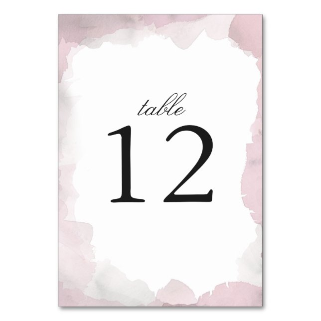 Debonair Blush Pink Wedding Table Number (Front)