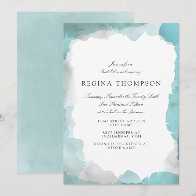 Debonair Turquoise Bridal Shower Invitation (Front/Back)