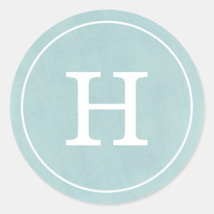Debonair Turquoise Monogram Classic Round Sticker