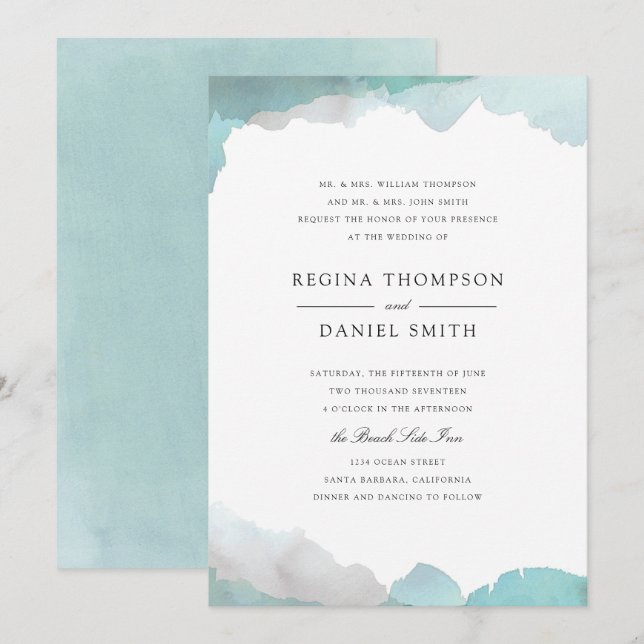 Debonair Turquoise Wedding Invitation (Front/Back)