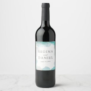 Debonair Turquoise Wedding Wine Label