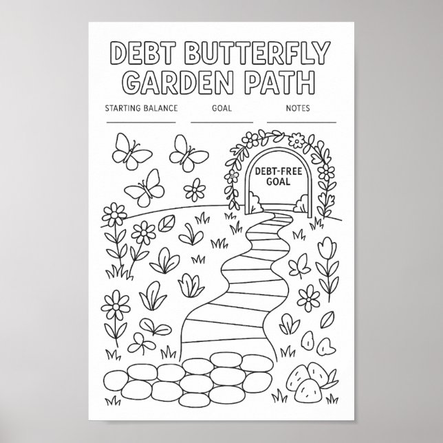 Debt Butterfly Garden Path Tracker  Poster (Front)
