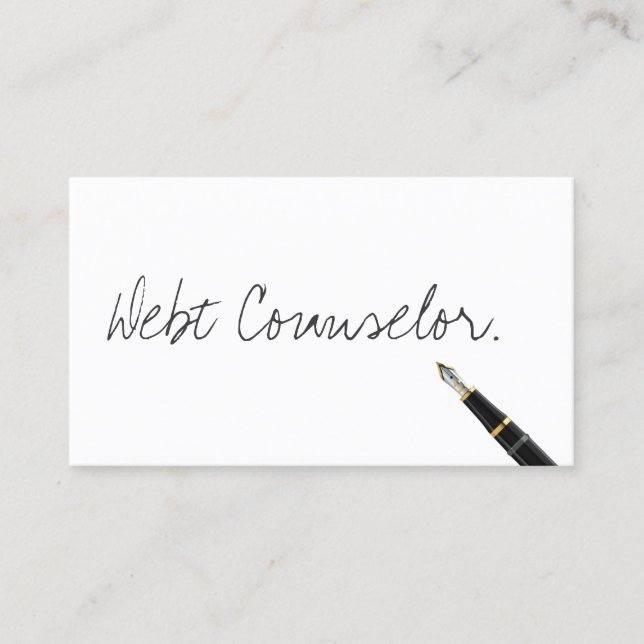 Debt Counsellor Handwritten Script Business Card (Front)