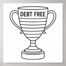 Debt Freedom Trophy Cup Tracker Black & White 