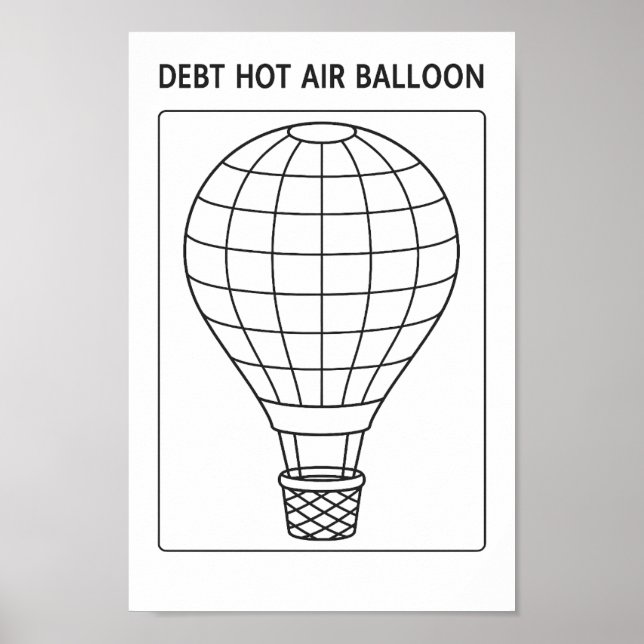 Debt Hot Air Balloon Payoff Tracker Colouring Shee Poster (Front)