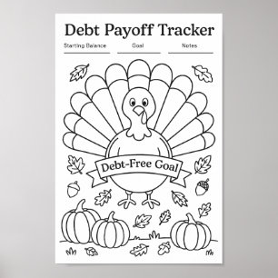 Debt Payoff Turkey Feathers Tracker  Poster