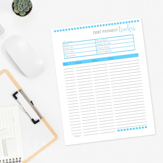 Debt Tracker Lined Stationery Paper | Baby Blue (Creator Uploaded)