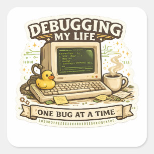 Debugging My Life Funny Programmer Sticker coding