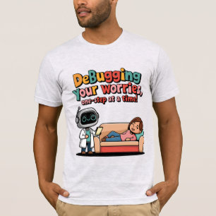 Debugging Your Worries One Byte at a Time Funny Ai T-Shirt