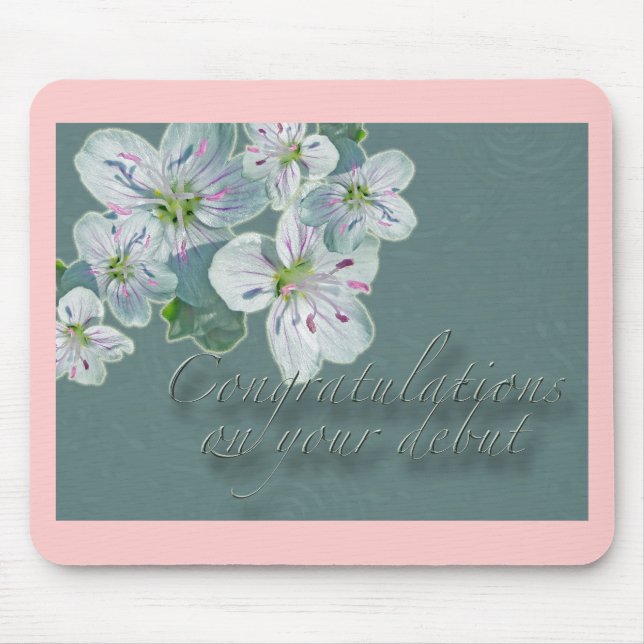 Debut Congratulations Spring Beauty Wildflower Mouse Mat (Front)