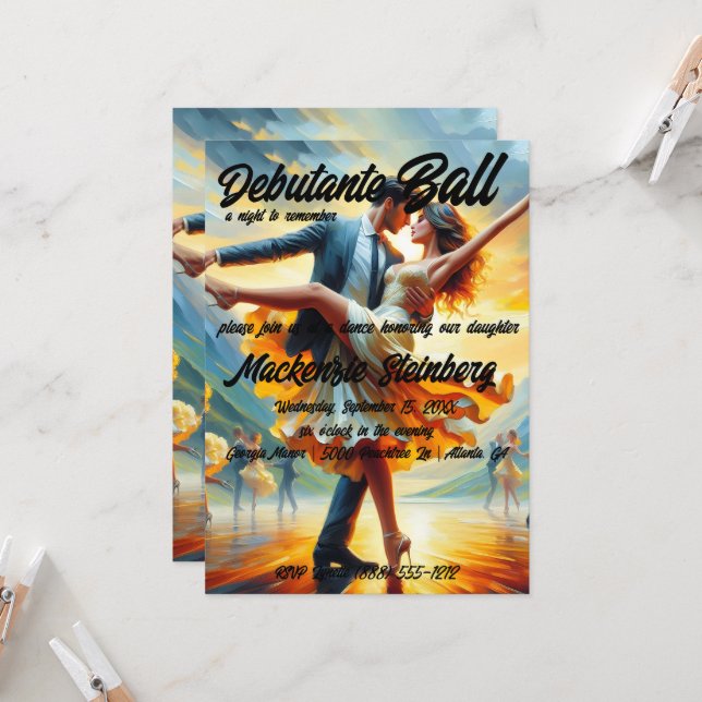 Debutante Ball Cotillion Ballroom Dancing Invitation (Front/Back In Situ)