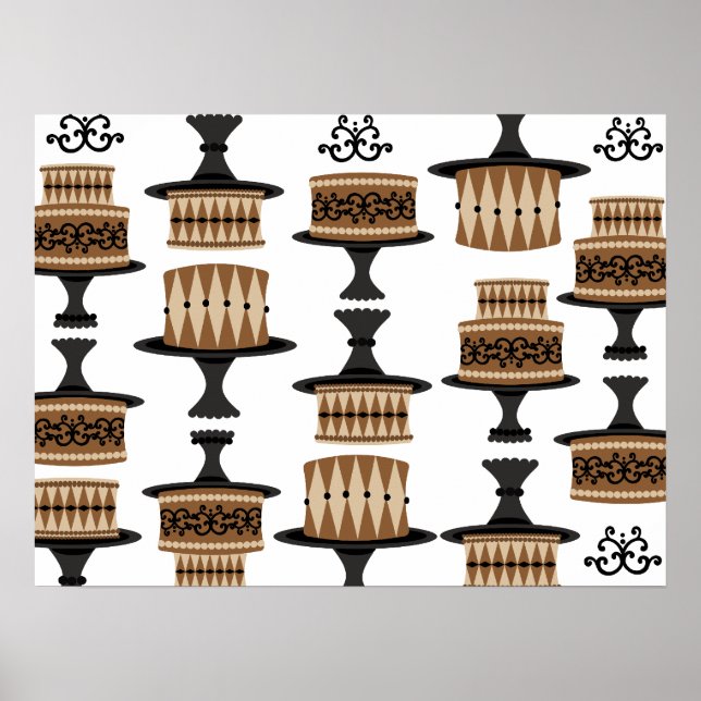 Decadant Chocolate Cake Pattern Poster (Front)