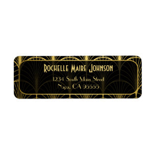 Decadence Golden Art Deco Return Address Labels