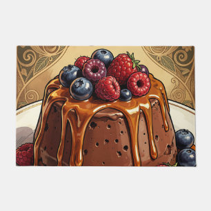 Decadent Chocolate Caramel Berry Cake Doormat