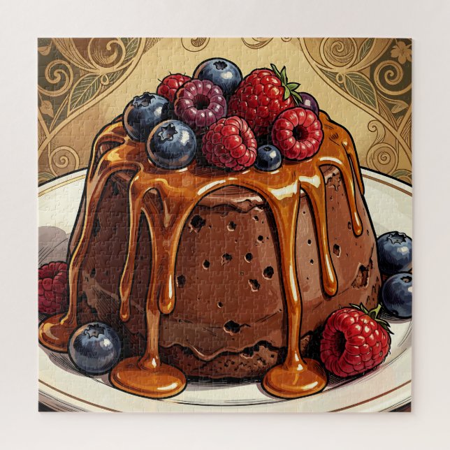Decadent Chocolate Caramel Berry Cake Jigsaw Puzzle (Vertical)