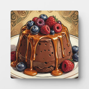 Decadent Chocolate Caramel Berry Cake Plaque