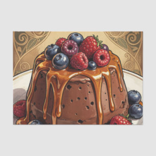 Decadent Chocolate Caramel Berry Cake Tissue Paper