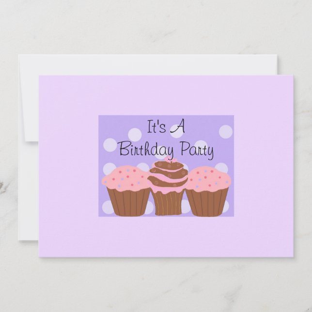 Decadent Cupcakes Birthday Party Invitation (Front)