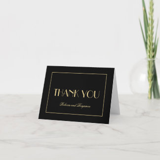 Decadent Deco elegant chic black thank you note Card