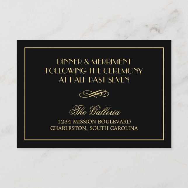 Decadent Deco elegant chic wedding reception info Enclosure Card (Front)