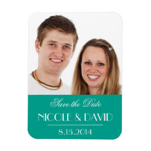 Decadent Deco elegant teal wedding save the date Magnet
