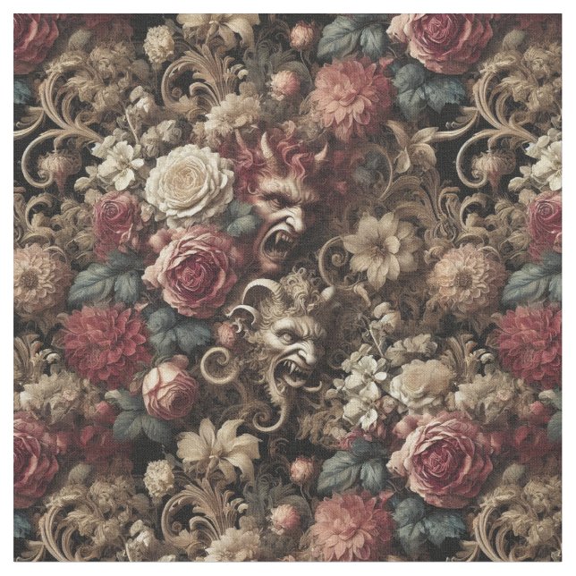 Decadent Devilry – Gothic Classic Tile Fabric (Close Up)