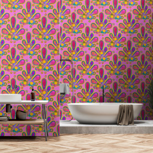 Decadent Guilded Retro Watercolor Ploomf at Sunset Wallpaper
