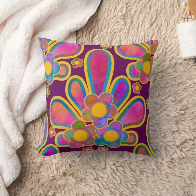 Decadent Guilded Retro Watercolor Ploomf Cushion (Blanket)