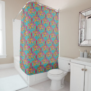 Decadent Guilded Retro Watercolor Ploomf in Summer Shower Curtain