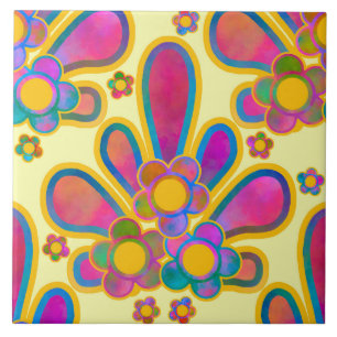 Decadent Guilded Retro Watercolor Ploomf Sunrise Tile