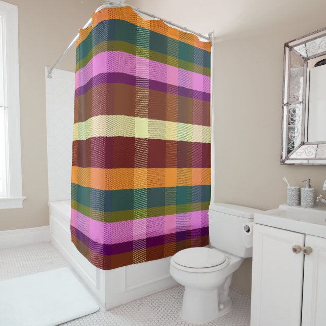 Decadent Warm Plaid DGRWP Shower Curtain (In Situ)