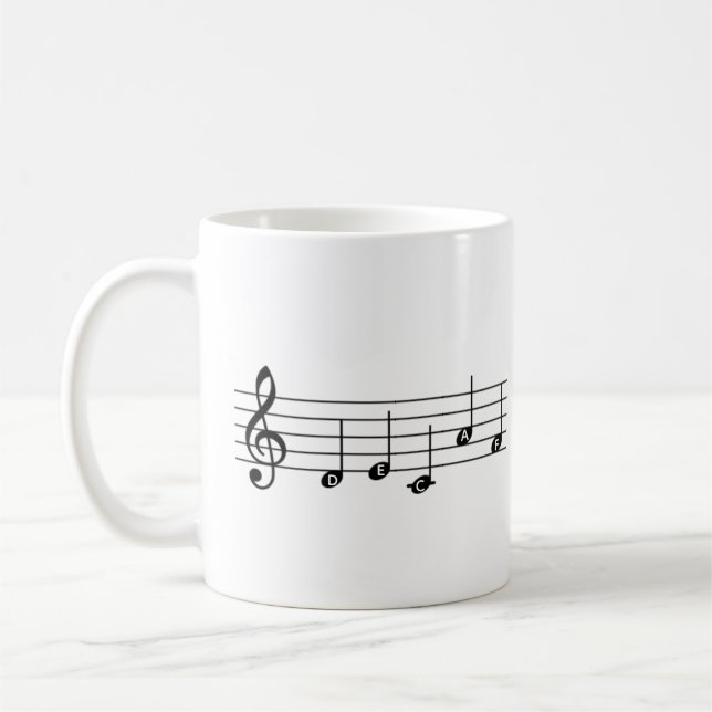 Decaf "DECAF" Music Note Coffee Mug Piano Teacher (Left)