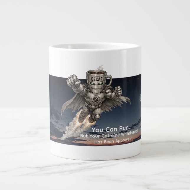Decaf Destroyer Takes Flight Large Coffee Mug (Front)