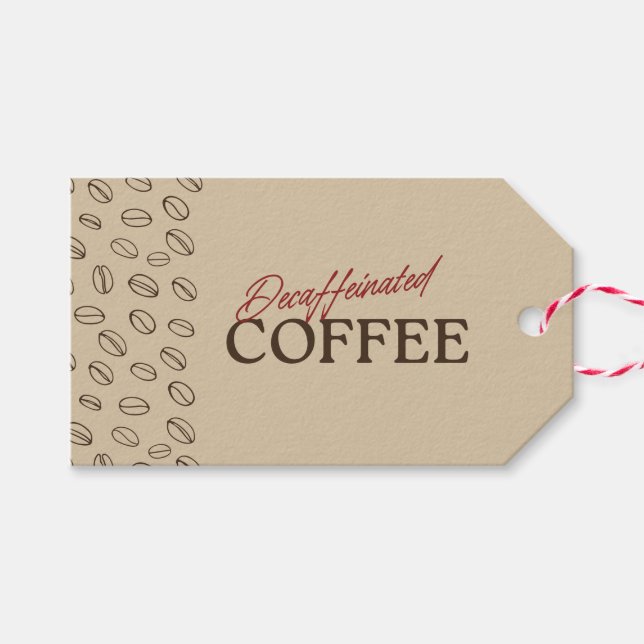 Decaffeinated Coffee Gift Tag – Retro Coffee Beans (Front (Horizontal))