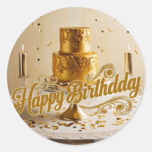Decal Stickers of Happy Birthday Metallic Gold