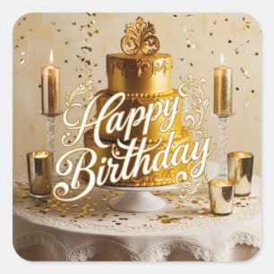 Decal Stickers of Happy Birthday Metallic Gold