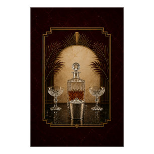 Decanter Still Life Art Deco Poster Bar Art