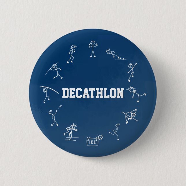 Decathlon Stickman Track and Field Athletics Blue 6 Cm Round Badge (Front)