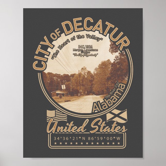 DECATUR ALABAMA - VINTAGE CITY ROAD POSTER (Front)