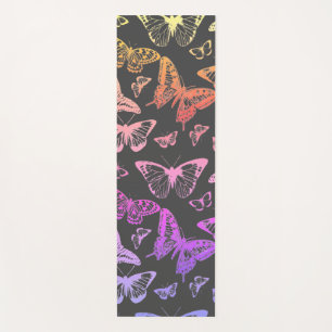 Decaying Rainbow Colored Butterflies Flying Yoga Mat