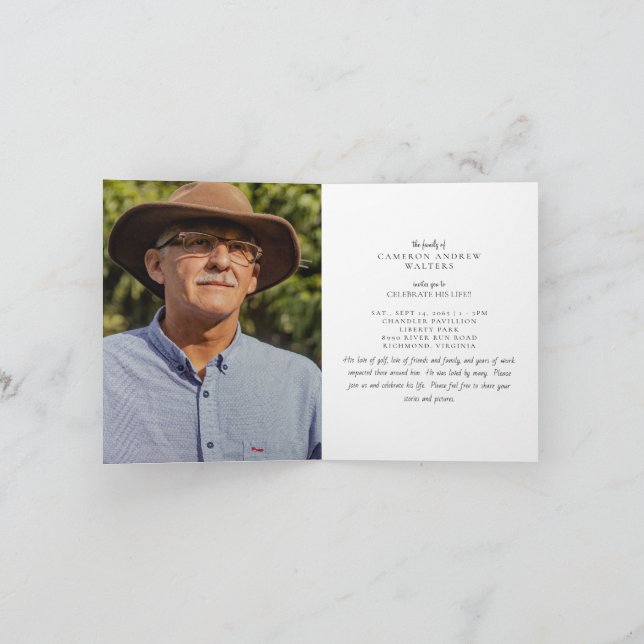 Deceased Photo Celebration of Life Folded Invitation (Inside)