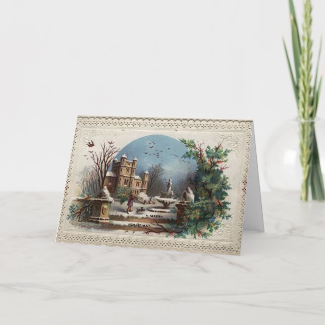 December 1872: The gardener collects holly Holiday Card (Front)