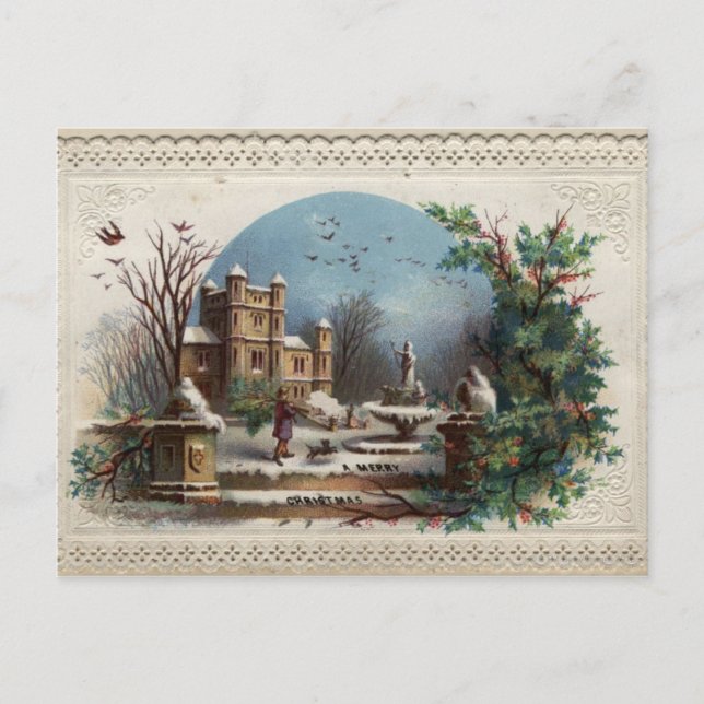 December 1872: The gardener collects holly Postcard (Front)