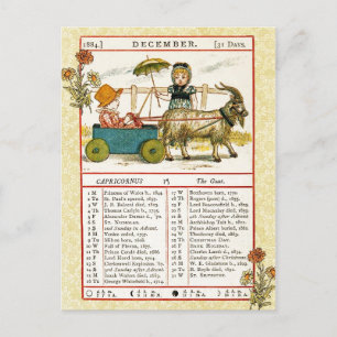 December 1884 Almanac. Capricorn, The Goat Postcard