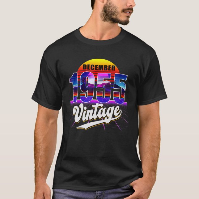 December 1955 Retro 66Th Birthday Vaporwave 60'S S T-Shirt (Front)
