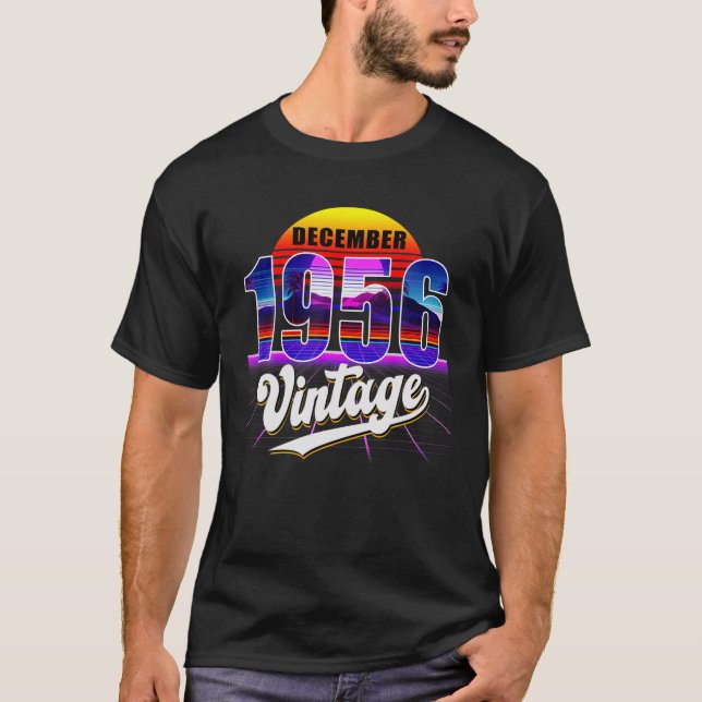 December 1956 Retro 65Th Birthday Vaporwave 60'S S T-Shirt (Front)