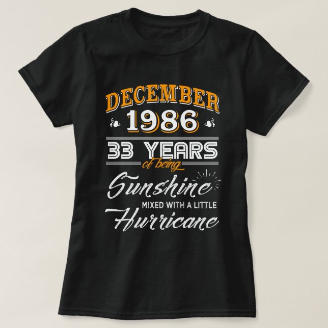 December 1986 Shirt 33rd Anniversary Gifts (Design Front)